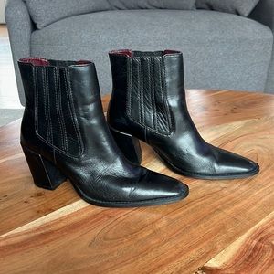 ZARA Black Leather Western Ankle Bootie size 39
